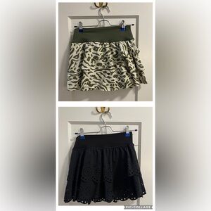 Aerie Green & Yellow Patterned and Black Eyelet Skorts Size Small